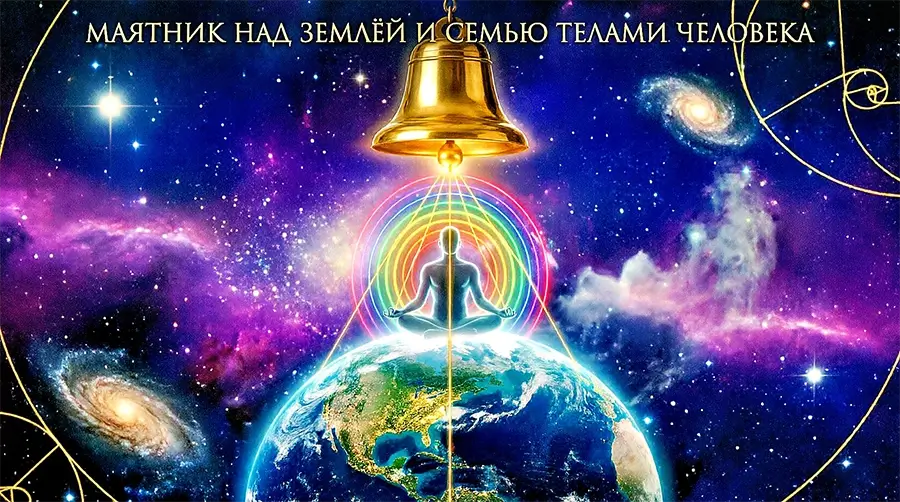 Маятник над Землёй и семью телами человека: аура, биоэнергетика и гармония тонких структур в финальном коллаже статьи
